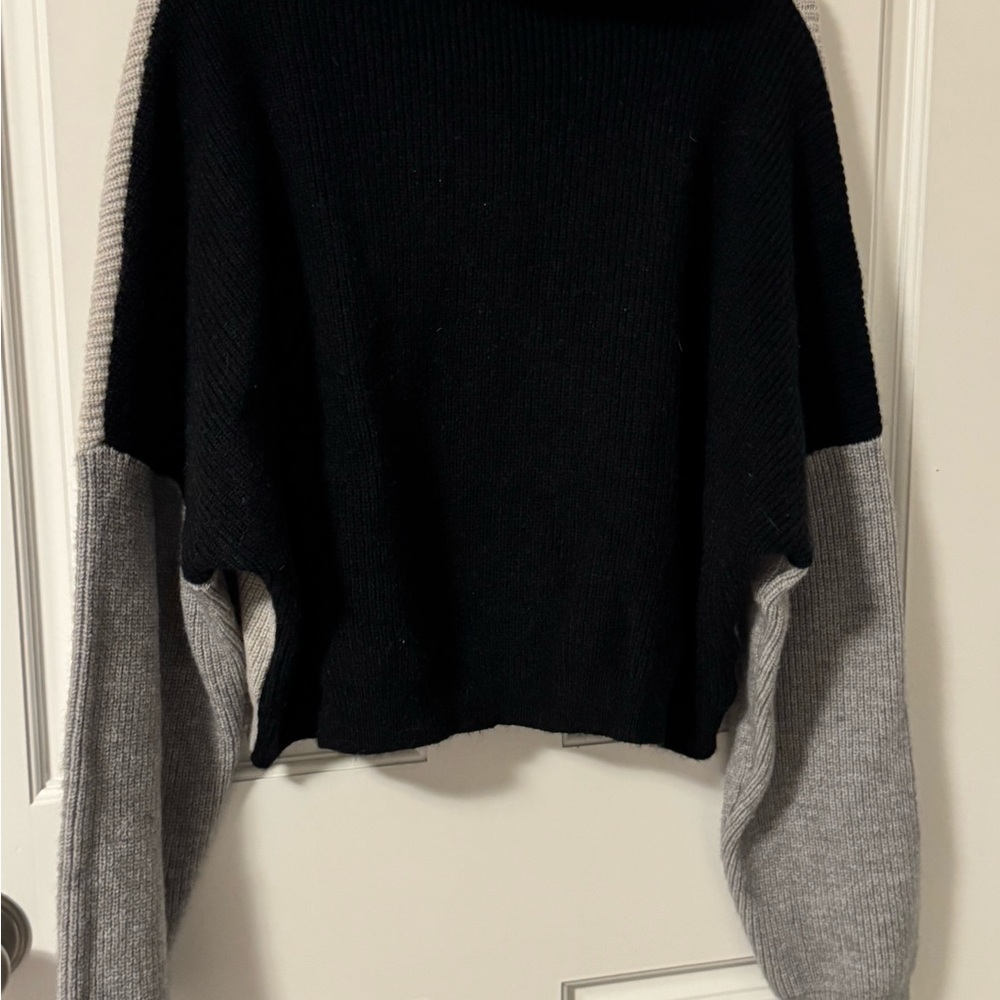 Le Lis Black and Gray Cowl Neck Sweater
